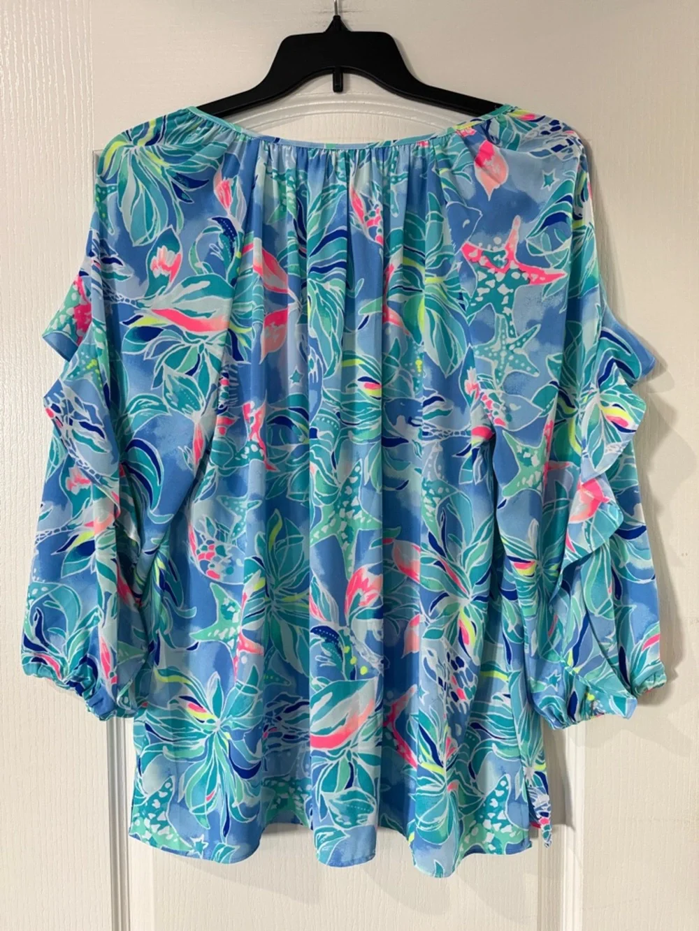 Lilly Pulitzer Elora Top Bennet Blue Celestial Seas Size Women's XL - Picture 6 of 7